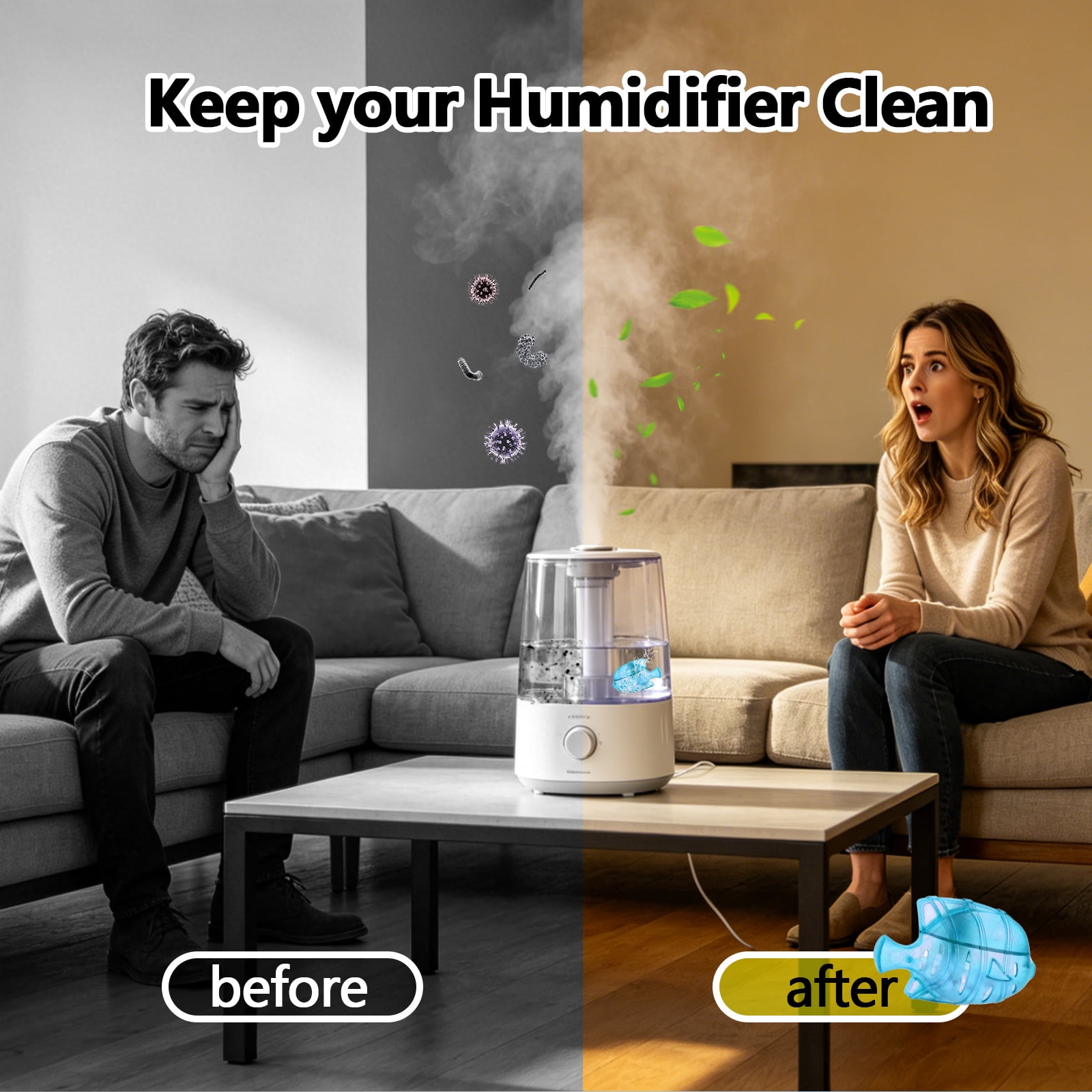 Arcticwind 30 Pack Humidifier Cleaning Fish, Humidifier Cleaner for Humidifiers and Fish Tanks, Purifies Water, Prevents Hard Water Build-Up, Reduces Scale,Blue