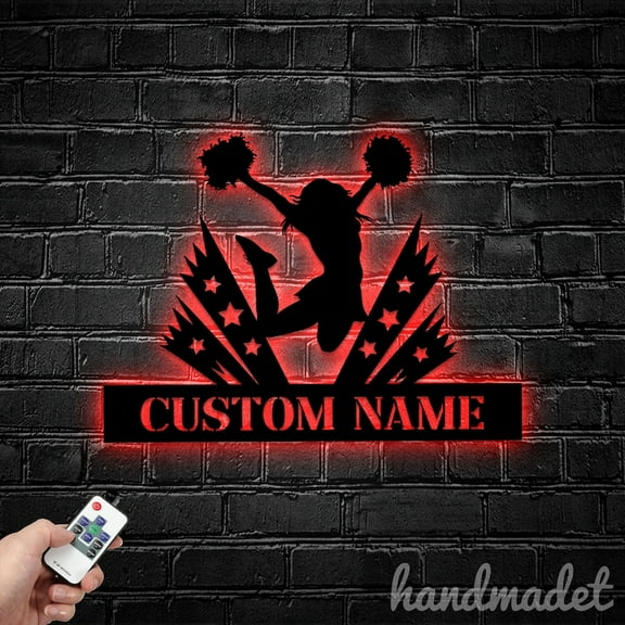Handmadetneonsign Cheerleading Metal Wall Art Light, Cheerleading Metal Sign Wall Decor, Sport Metal Decor 57005