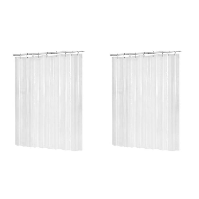 Cortina de ducha impermeable de plástico Peva, 2x180cm x 180cm, transparente, blanco, transparente, para baño