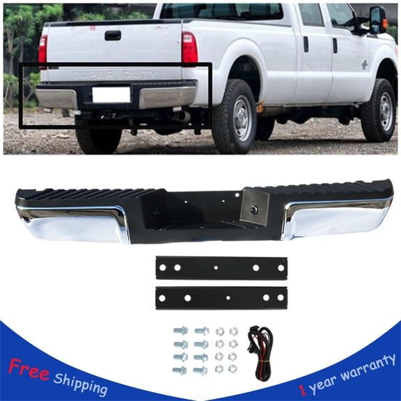 Rear Step Bumper FOR 2008-2016 Ford F250 Super Duty Chrome w/o Sensor Holes
