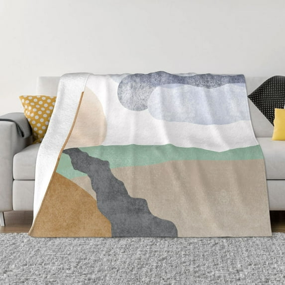 XMXT Throw Blanket, Bohemian Mountain Print Machine Washable Blankets for Sofa, 40 x 30 inches Multicolor