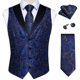 thumbnail image 1 of Chaleco de traje de seda de Cachemira para hombre con corbata de cuello de Cachemira dorada, gemelos, chaleco de esmoquin para fiesta de boda, 1 of 5