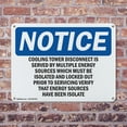 thumbnail image 4 of (2 Pack) Cooling Tower Disconnect Is Served By Multiple OSHA Notice Sign 10 Inch X 7 Inch Indoor / Outdoor Rust-Free Aluminum Metal Signs for Workplace, Workshop, and Construction Site, 4 of 8