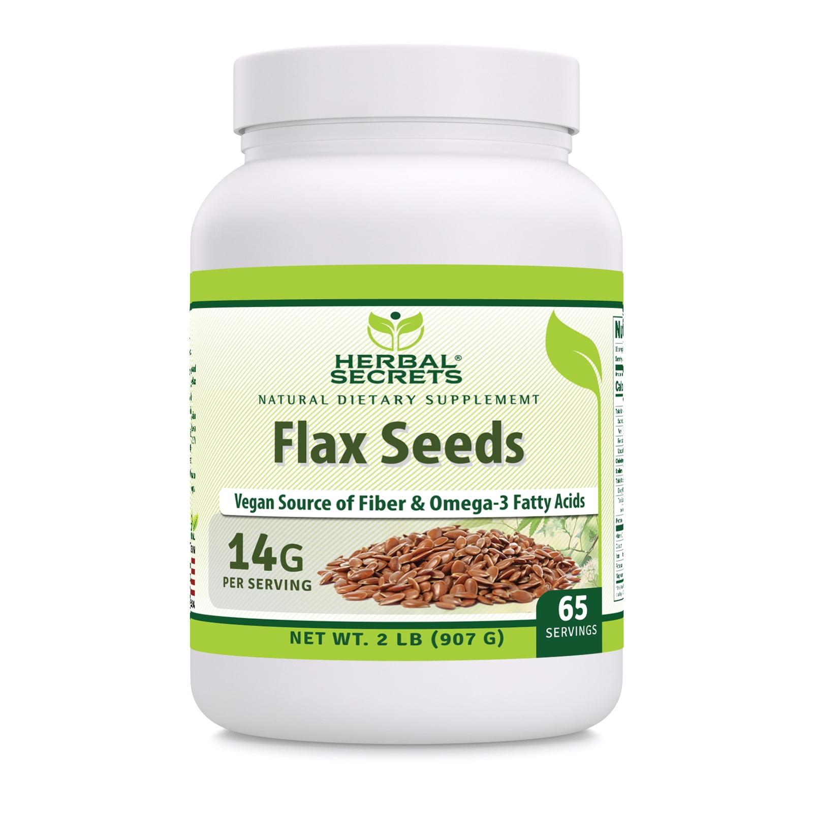 Herbal Secrets Natural Whole Flax Seeds 2Lbs (32oz) Powder Supplement