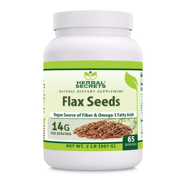 Herbal Secrets Natural Whole Flax Seeds 2Lbs (32oz) Powder Supplement