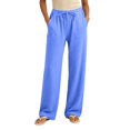 thumbnail image 2 of KIHOUT Women's Wide Leg Pants Drawstring Elastic Waist Loose Fit Casual Trousers with Side Pockets Lightweight Beach Vacation Pants for Summer, 2 of 9