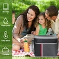 thumbnail image 5 of 18L Insulated Picnic Cooler Bag | Waterproof Thermal Storage | Portable with Shoulder Strap | Folds Flat | Gray/Wine Red/Navy | 33x31x18cm | Great for Camping & BBQs, 5 of 6