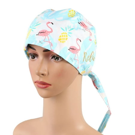 

for nurse Women Cartoon Animal Printing Adjustable Work Dustproof Protective Head Cover for Doctor Nurse Cosplay Costume Supplies (Flamingo Style)
