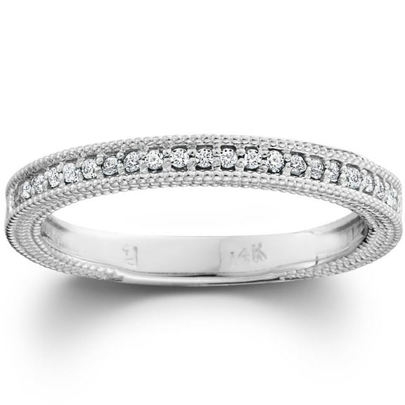 Pompeii Diamond Wedding Ring 1/5ctw Womens Stackable Diamond Band 10k White Gold (G/H,I1)