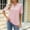 Pink, variant on Summer Tops for Women Short Sleeve Pink Collared Puff Sleeves Solid T-Shirts Womens T Shirts