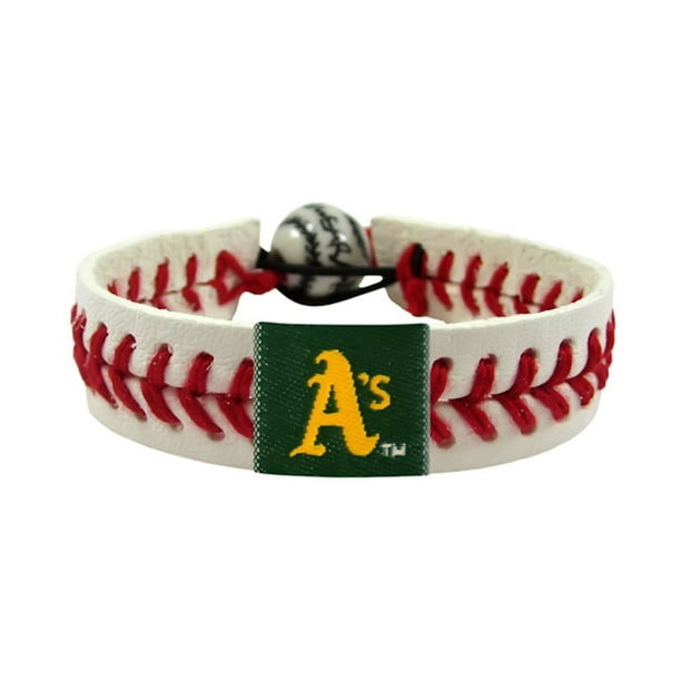 MLB Oakland Athletics Logo de l'Équipe de Sport Classique Gamewear Bracelet de Baseball en Cuir