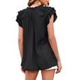 thumbnail image 2 of Sunloudy, camisetas de manga con volantes para mujer, camisetas informales de vendaje sueltas de verano de Color sólido, blusa, ropa de calle Sunloudy  moda, 2 of 4