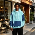 thumbnail image 6 of TOMVIGX Mens Contrast Color Spliced Hooded Sweatshirt Casual Drawstring Pullover Hoodie Long Sleeve Sport Tops with Front Pocket 2XL, 6 of 6