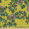 thumbnail image 2 of Ambesonne Floral Fabric by the Yard Upholstery, Flowers on a Yellow Backdrop, 1 Yard, Earth Yellow Pink and Green, 2 of 5