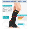 thumbnail image 3 of Calcetines de compresión con puntera abierta para mujer y hombre: 2 pares, de 15 a 20 mmHg, hasta la rodilla, sin puntera., 3 of 7