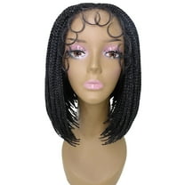 LUXLUXE Jayla Straight Braided 12 in Long Braided Wig, Beauty Heat Resistant Fiber ( Salt and Pepper Grey)