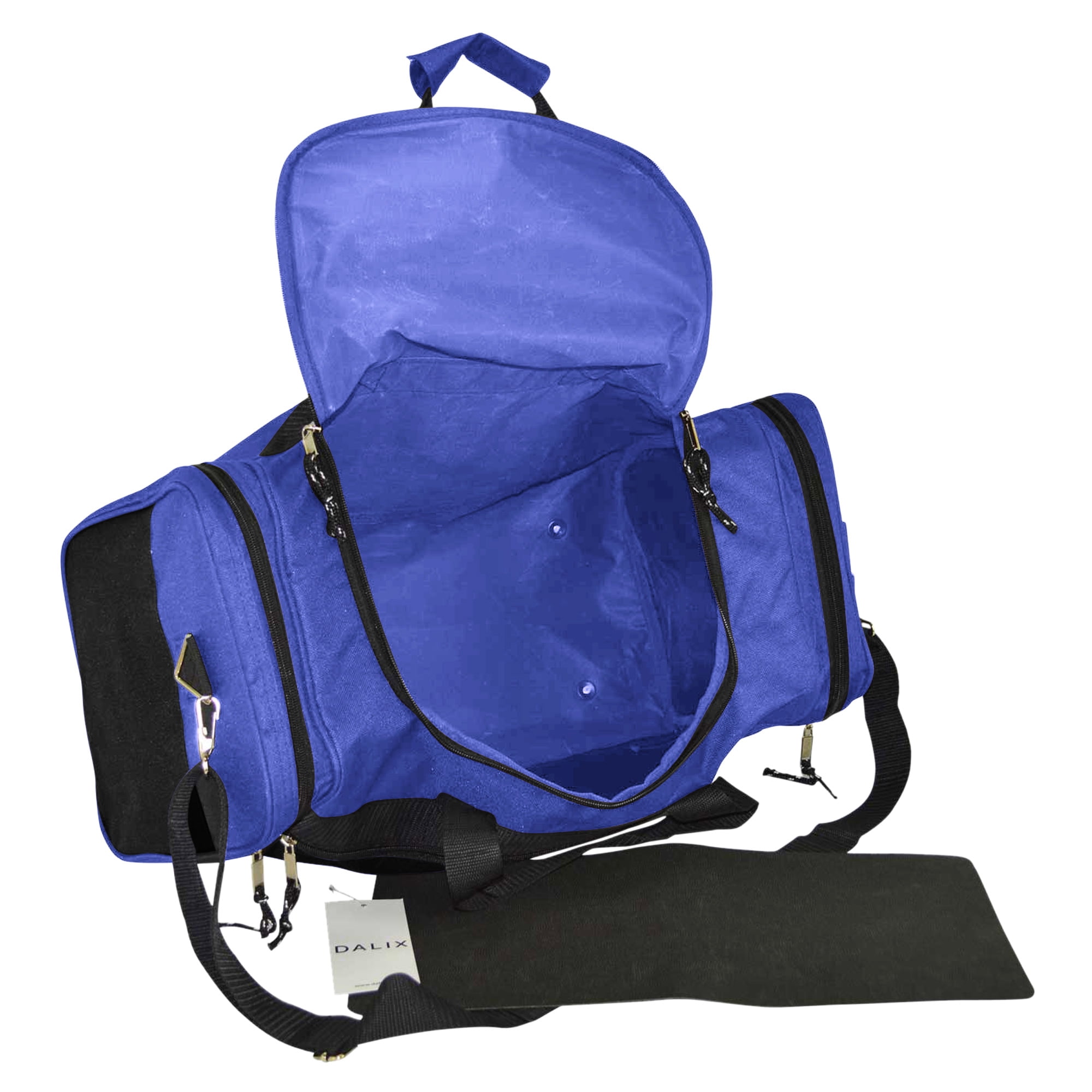 DALIX 21" Blank Sports Duffle Bag Gym Bag Travel Duffel with Adjustable Strap in Royal Blue