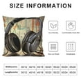 thumbnail image 5 of GOSMITH 4pack Music Style Throw Pillow Case Guitar bass Microphone Headset Theme Decorative Square Cotton Linen Cushion Cover for 18 X 18 Inch Pillow Inserts (Music), 5 of 5