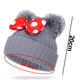 thumbnail image 2 of Gorro de punto con doble pompón para invierno para niños pequeños, 2 of 5