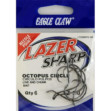 UPC: 0047708624565 | Lazer Sharp L7228BPGH3/0 Octopus Hook  Black  Size 3/0  6 Pack