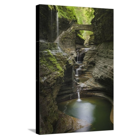 Art.com USA, New York. Waterfalls along the Gorge Trail, Watkins Glen State Park. Stretched Canvas Print Wall Art by Alan Majchrowicz, 16" x 24"