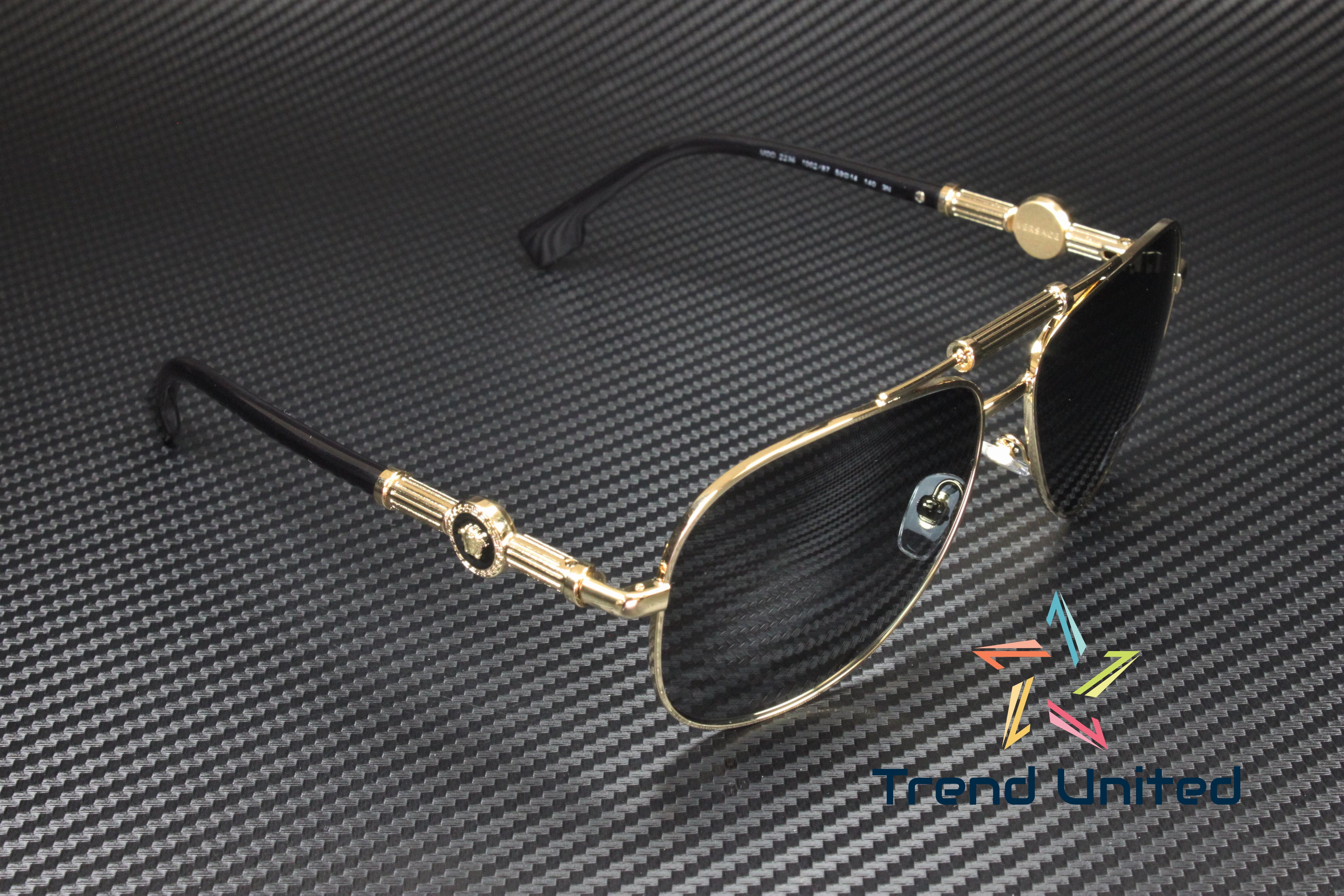 Versace VE 2236 Metal Unisex Pilot Sunglasses Gold 57mm Adult