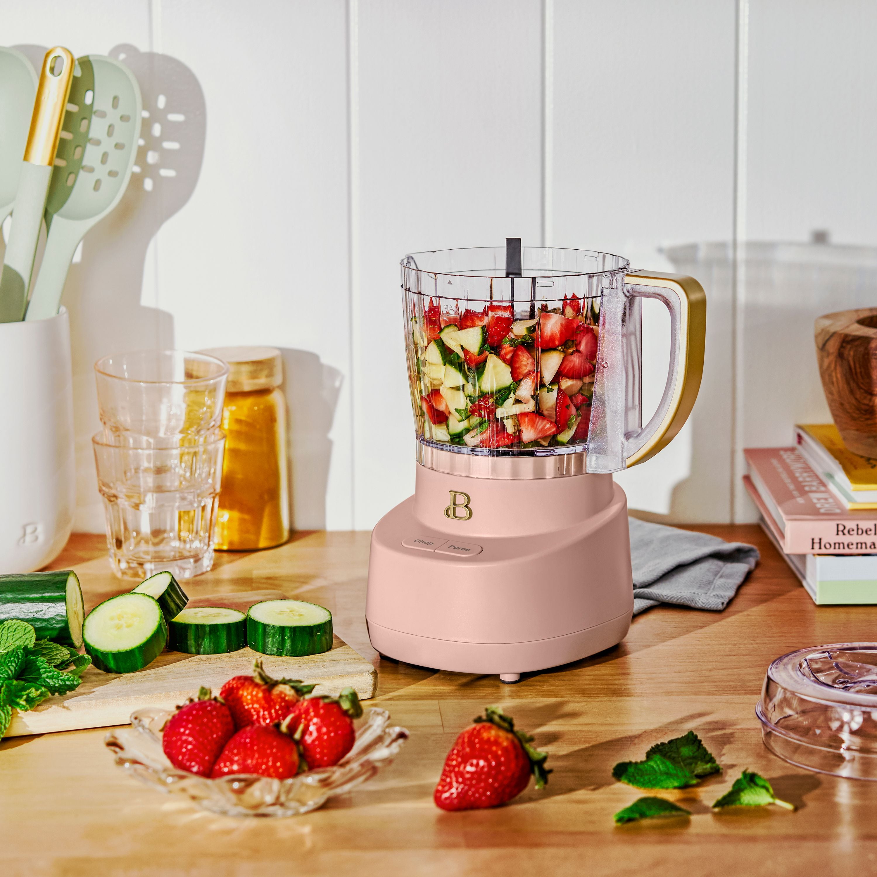 Beautiful 3-Cup Food Chopper, Rose by Drew Barrymore