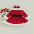 thumbnail image 4 of Filles Enfants Robe de Noël Robe en Peluche avec Ceinture et Bandeau, 4 of 9