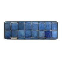 Dark Blue Square Runner Rug for Hallways Kitchen Non Slip 2'x 6' Washable Hall Carpet for Bedroom Entryway Laundry Room