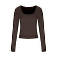 thumbnail image 3 of Chbgutlmr Going out Tops for Women Lace U Neck Long Sleeve Stretchy Comfy Tshirts Slim Casual Crop Tops, 3 of 6