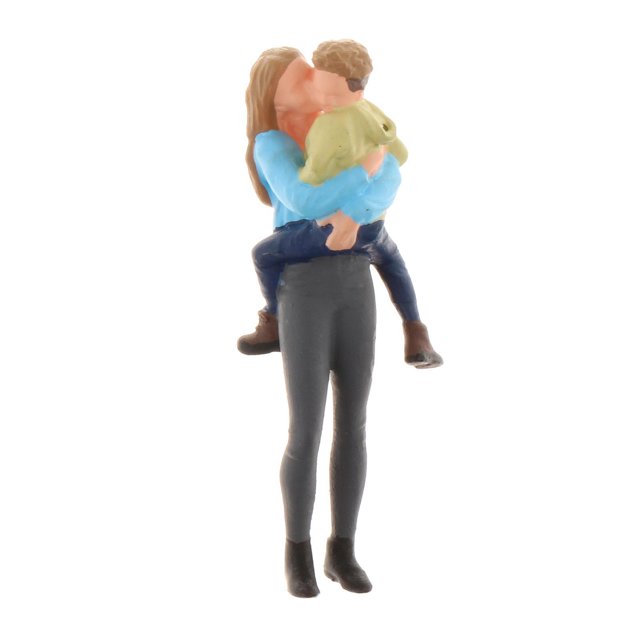 HILABEE 1:64 Model Mother and Child Figure People Building Sand Table Scenery Blue
