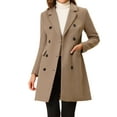 thumbnail image 1 of Abrigo de invierno para mujer INSPIRE CHIC, con solapa muesca, doble botonadura, color marrón claro, talla M, 1 of 6