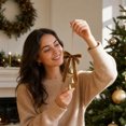 thumbnail image 6 of 2026 Christmas Home Party Decoration Christmas Ornament Bow Knot Hanging Decoration With Golden Bells Vintage Hanging Pendant For Xmas Tree Wall Door Holiday Party Decor, 6 of 6