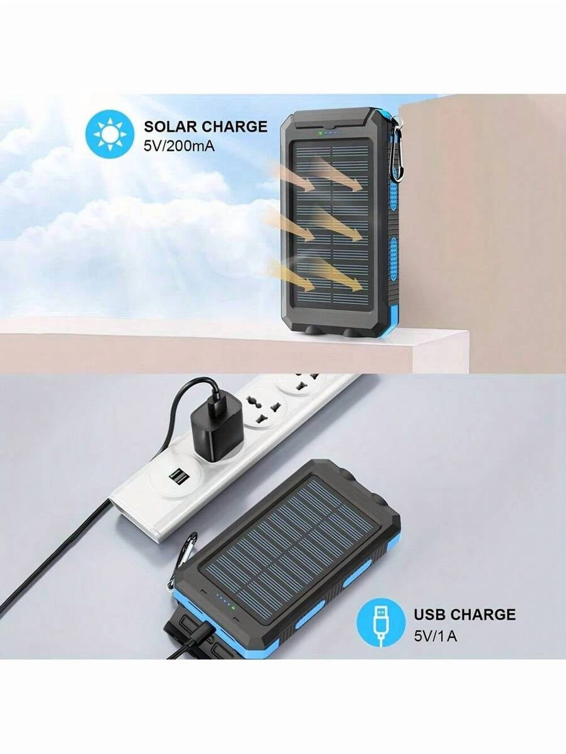 10000mAh Solar Charger Power Bank - Portable Solar Panel Charger with QC3.0 Dual USB - For Phones & Devices, Travel/Camping - LED Flashlight, Great Festival Gift