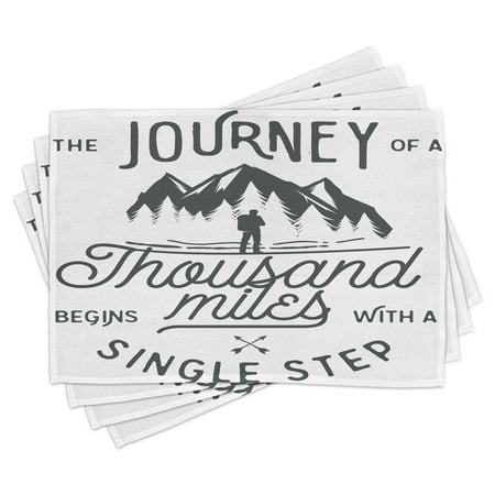 

Ambesonne Adventure Place Mats Set of 4 Motivating Wise Words Standard Size Charcoal Grey White