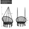 thumbnail image 5 of Hammock Chair, Outdoor Macrame Swing Chair w/Backrest & Metal Hoops, Cotton Rope Handwoven Hanging Chair for Bedroom, Balcony, Backyard & Garden, 330LBS Capacity, 5 of 8