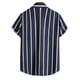 thumbnail image 5 of Camisa casual de manga corta con estampado de rayas y botones para la playa para hombre Pompotops  oipoqjl43717, 5 of 9