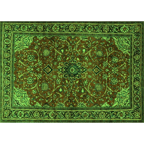 Ahgly Company Indoor Rectangle Persian Green Traditional Area Rugs, 5' x 7'