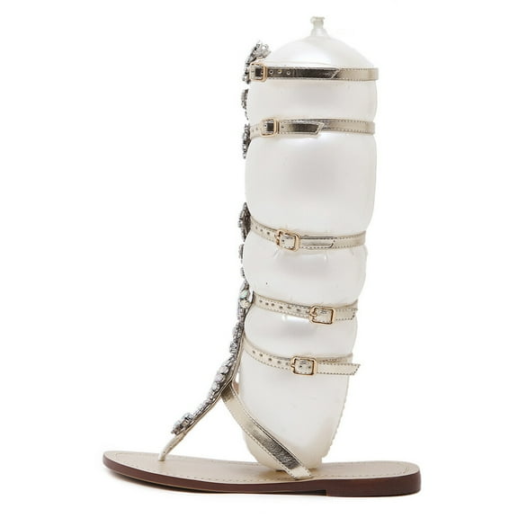 ELAYARD 1 Pair Embellished Sandals for Women Flat Sole PU Open Toe for Summer Daily Wear