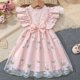 thumbnail image 3 of Vestido sin mangas de cuello redondo para niñas, vestido sin mangas con botones finos, falda francesa ceñida con volantes en la cintura, falda de poliéster para niñas, 3 of 8