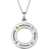 Personalized Planet Family Sterling Silver Name & Birthstone Disc Necklace