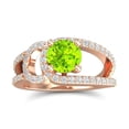 thumbnail image 1 of Diamond-Capitals 2.50 Carat Elegant Round Cut Natural Diamond & Peridot Gemstone Wedding Ring for Fiancee 18K Rose Gold Size 4, 1 of 8