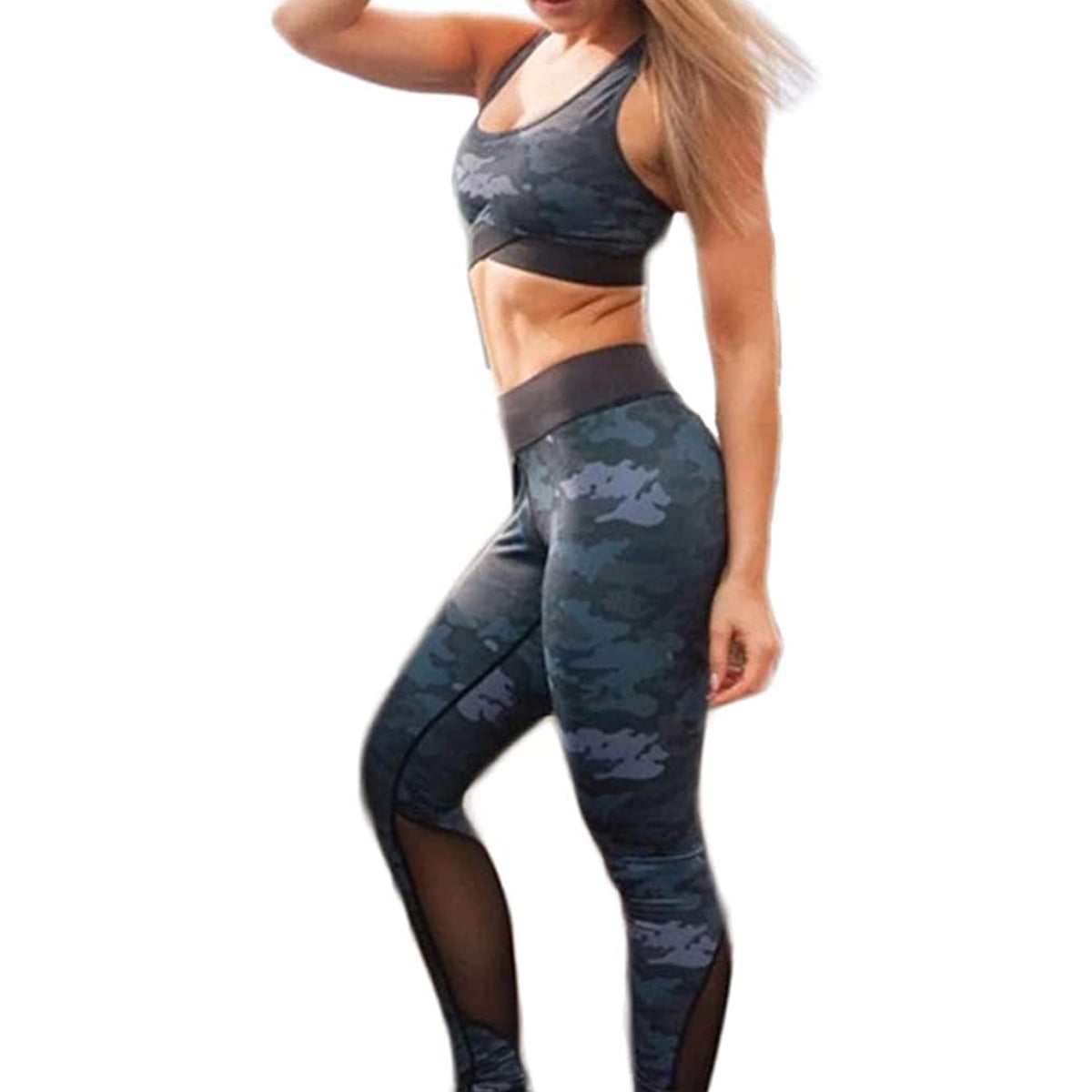 XBTCLXEBCO - Women Gym Crop Tops Running Jogging Pants Ladies Workout 2PCS Outfit Clothes Set
