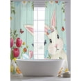 thumbnail image 5 of Easter Bunny Sheer Curtains 84 Inch Length 2 Panels Set Window Treatments, Farmhouse Watercolor Eggs Tulip Wooden Grain Rod Pocket Semi Curtains for Living Room/Bedroom/Kitchen Décor, 104"W x 84"L, 5 of 7