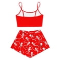 thumbnail image 4 of ZHOGXU Women's Halloween Skeleton Print Pajamas Sleeveless Crop Camisole & Shorts Pajama Sets 2 Piece Loungewear Pjs,Red,XL, 4 of 5
