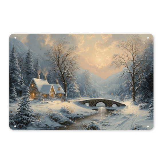 2D Flat, Funny Wall Decor Metal Signs - Winter Snow Scene Garden Sign Decor, Outdoor Hanging Vintage Yard Decorative Metal Sign for Farmhouse Home, Horror Theme Bar Decor, Tin Signs Gifts