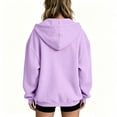 thumbnail image 4 of Hearthz Women Zip Up Hoodie Jacket Solid Color Drop Shoulder Lightweight Zip Up Hoodie Women Fall Winter Warm Sweatshirts for Women Trendy with Pocket Light Purple M, 4 of 4