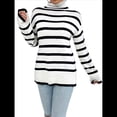 thumbnail image 3 of Suéter de Punto A Rayas con Bloques de Color y Larga para Mujer, Informal, Otoño e Invierno Rayas Blancas M, 3 of 10