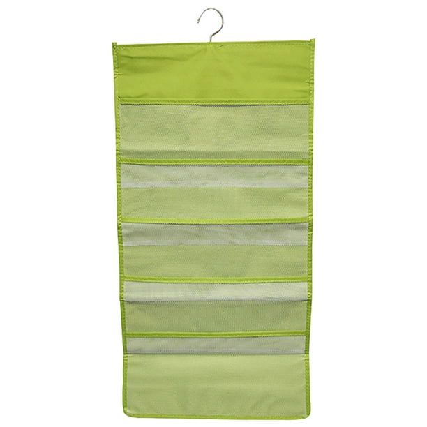 Organizador de armario colgante Bolsillos de malla de 2 lados Bolsa de almacenamiento para armario Bolsa para ropa interior Calcetines de sujetador, 15 rejillas, Verde Scienceny HA003837-07