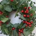 thumbnail image 4 of Simulation Christmas Wreath Small Berry Eucalyptus Leaf Door Hanging Window Decoration Berry Christmas Wreath 11.81Inch, 4 of 12